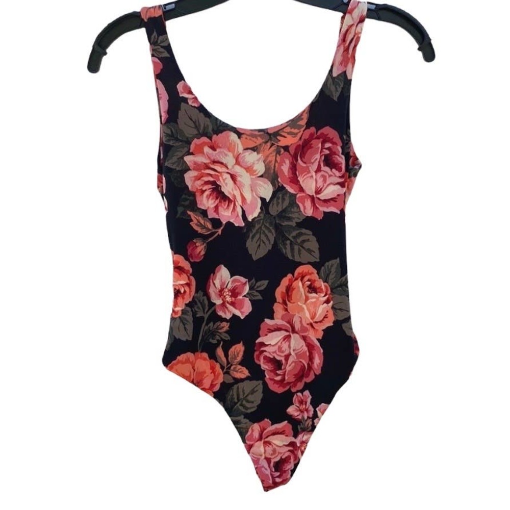 Lorette Womens size small black floral print sleeveless bodysuit - Picture 6 of 6